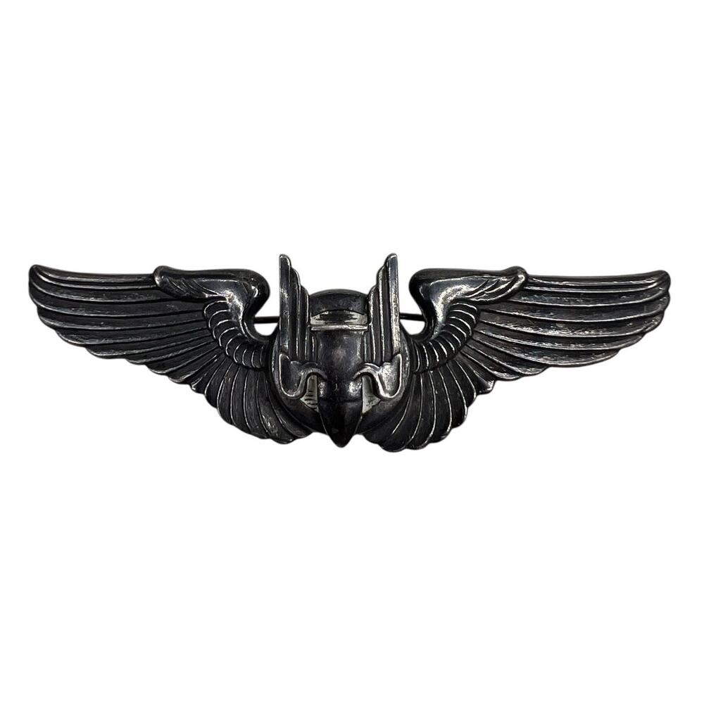 Vintage Rare WWII USAAF Aerial Gunner Sterling Pin Back Wings